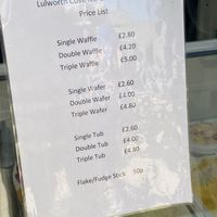 Price list   at Lulworth Estate Ice Cream Parlour in Wareham