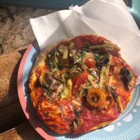 The vegan mini-pizza at Chiringuito PataPalo in Arousa