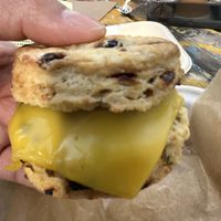 Black Out biscuit breakfast sandwich   at Guerilla Bizkits in Nashville