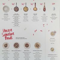 menu, season protein was planted.chicken,season.veggie was pumpkin; satay and tamarind sauce are vegan at Rice Up - The Circle in Kloten