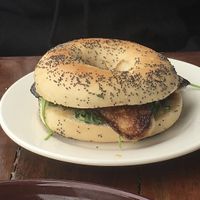 ‘Halloumi’ bagel  at Enoki Coffee & Co in Stafford Heights