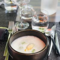Menu in 4 plates: entrée at A La Chaume de mon Pere in Gerardmer