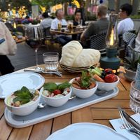 Trio of dips:  Hummus, Babaganoush and Muhammara  at Eli Falafel - Fucheng Rd in Shanghai