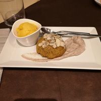 Carrot and coconut cake with hazelnut cream and mango ice cream at Integraldo in Majano
