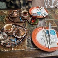 Turkish coffee and tea   at Arada Cafe in Istanbul