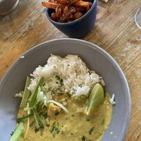 Spinach and squash curry with sweet potato fries   at Lounges - Athro Lounge in Aberystwyth