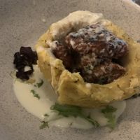 Garlic sauce impossible burger mofongo  at Atabey Condado in San Juan
