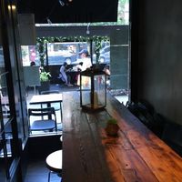 Inside table, looking out at Thai 72 in New York City