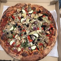 Veggie Head pizza with vegan cheese    at Black Rock Pizza in Captain Cook