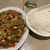 Cashew nuts w huge side of extra rice at Benja Thai and Sushi in St George