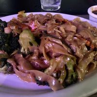 Vegan rice noodles with crispy tofu  at Benja Thai and Sushi in St George