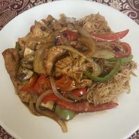 Tofu in green pepper and black bean sauce with vermicelli noodles   at Big Bowl Noodle Bar in Liverpool