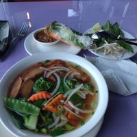 Tofu spring roll and vegan chicken pho at Pho Vina in Burien