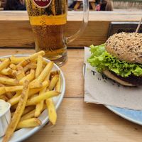Vegan burger at Tribo da Praia in Ferrel