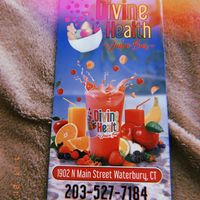 Menu at Divine Health Juice Bar in Waterbury