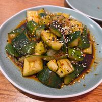 Smacked Jersey cucumber salad - great for sharing, portions are generous! at Awabi in Jersey