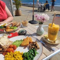 Vegan breakfast score! at Fins Beach Cafe in Sandown