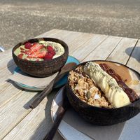 Smoothie bowls  at Fins Beach Cafe in Sandown