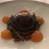 Beet-root terrine with grapefruit puree at 5SENSES Restaurant in Santorini