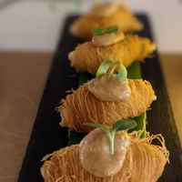 Appetizer: Shrimp curls at 5SENSES Restaurant in Santorini