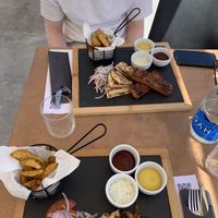 Top: kebab. Down: gyros  at 5SENSES Restaurant in Santorini