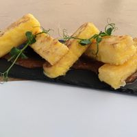 Vegan saganaki (fried cheese) at 5SENSES Restaurant in Santorini