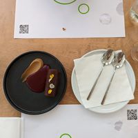 Raw chocolate tart at 5SENSES Restaurant in Santorini