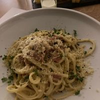 Linguini carbonara at 5SENSES Restaurant in Santorini