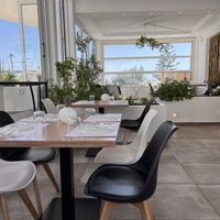 Modern and cute interior   at 5SENSES Restaurant in Santorini