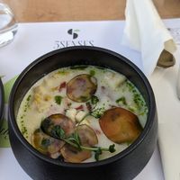 Potato soup. Best thing ever   at 5SENSES Restaurant in Santorini