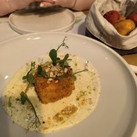 Polenta Dish & Homemade Bread at 5SENSES Restaurant in Santorini