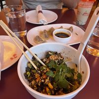 Peanut sauce Brussels and impossible potstickers  at Best Quality Daughter in San Antonio