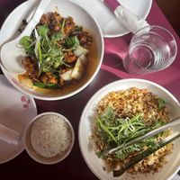 Kung pao cauliflower and super garlicy noodles  at Best Quality Daughter in San Antonio