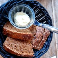 Bread and vegan butter at Posthuset in Esbjerg