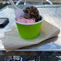 Strawberry lemon and chocolate  😋  at Luckys Ice Cream in Lee