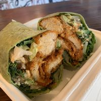 Chikn Cesar wrap with crispy chikn cooked Nashville hot stylee  at Project Pollo - Anderson Lane in Austin