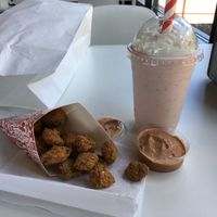 Popcorn chikn, chipotle ranch, and strawberry shake  at Project Pollo - Anderson Lane in Austin