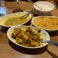 Lentils, tofu palak, aloo Goni at Zaika Indian Cuisine in Colorado Springs