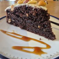 Succulent chocolate cake at Klauprecht in Karlsruhe