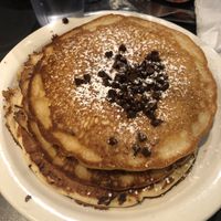 Chocolate pancakes, great texture & flavor!  at Champs Diner in Brooklyn