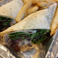 Cranberry chik’n wrap  at Champs Diner in Brooklyn