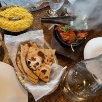 Roti naan and zafrani rice  at Ambrosia India Bistro in Monterey