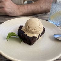 Vegan brownie and ice cream at The Locksbrook Inn in Bath