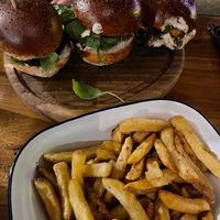 Vegan sliders and fries  at Submarine Burgers in Zadar