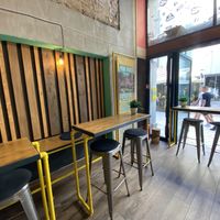 There are posters advertising the plant based options    at Submarine Burgers in Zadar