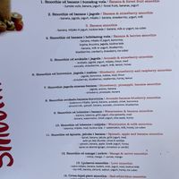 Options  at Smoothies in Zadar