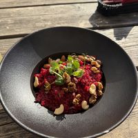 Vegan beetroot risotto  at Restavracija Kramar in Bohinjsko Jezero
