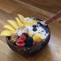 Peaches and “cream” smoothie bowl  at MIIKO in Poole
