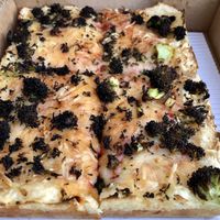 Crate your own pizza- red sauce, cheeze, and broccoli. Was just okay.  at Square Pie Guys in Oakland