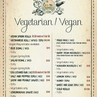 Vegan veg menu  at Ba-Mi  in Mount Gambier
